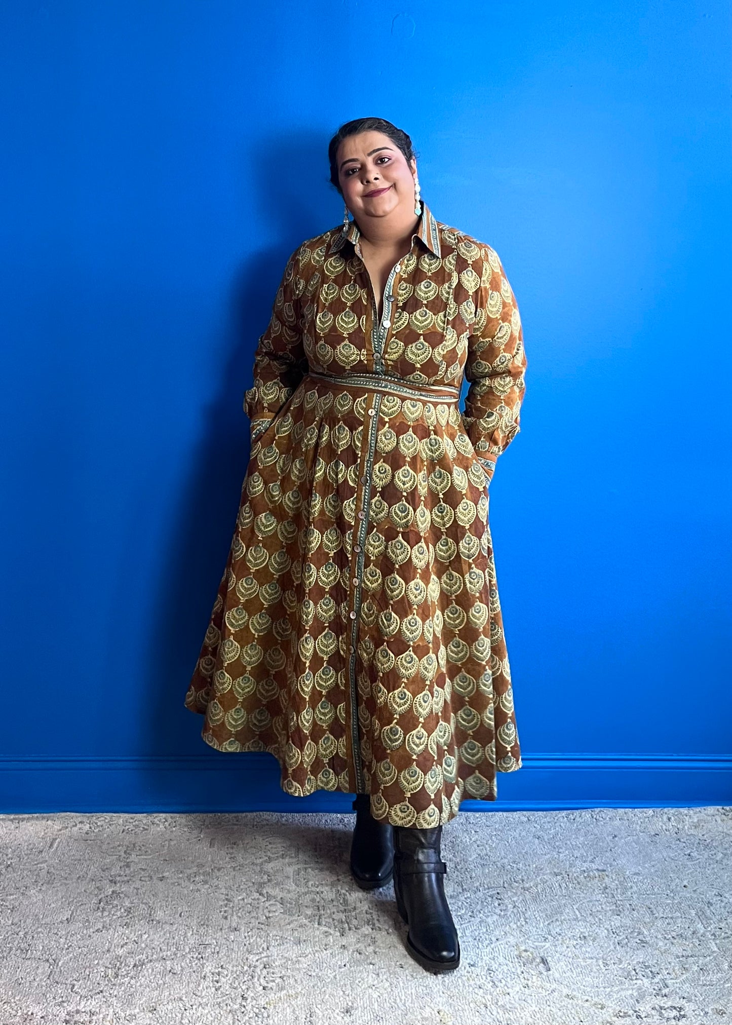 Fit and Flare Dress in Brown