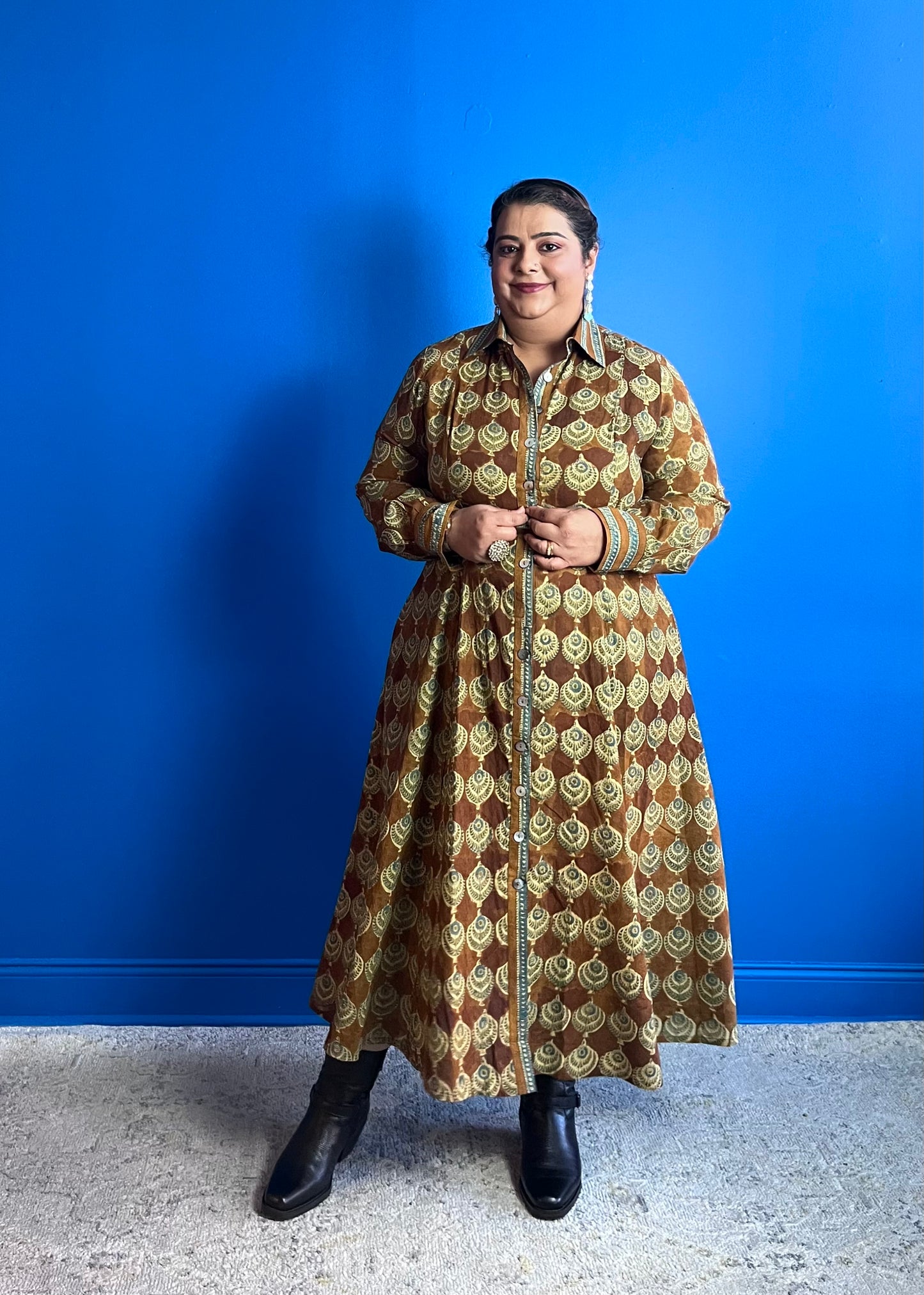 Fit and Flare Dress in Brown