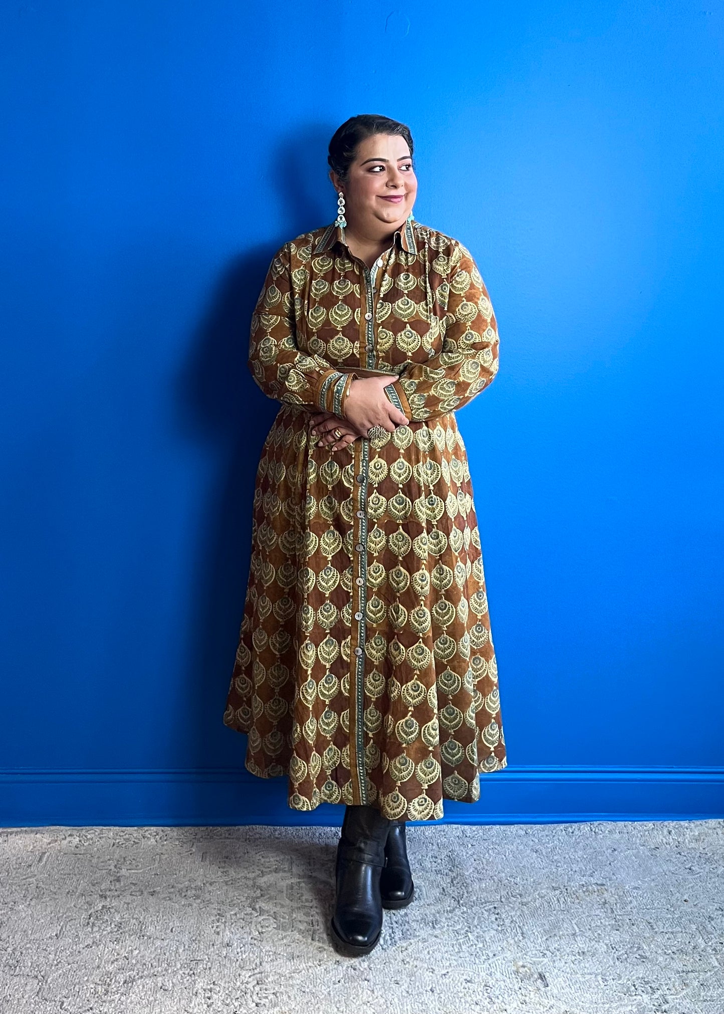 Fit and Flare Dress in Brown