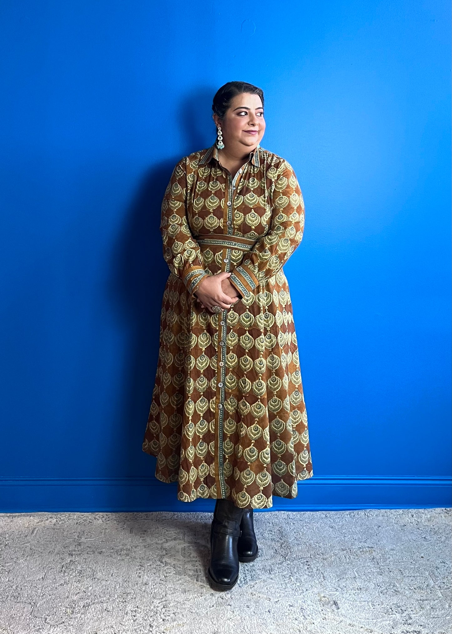 Fit and Flare Dress in Brown