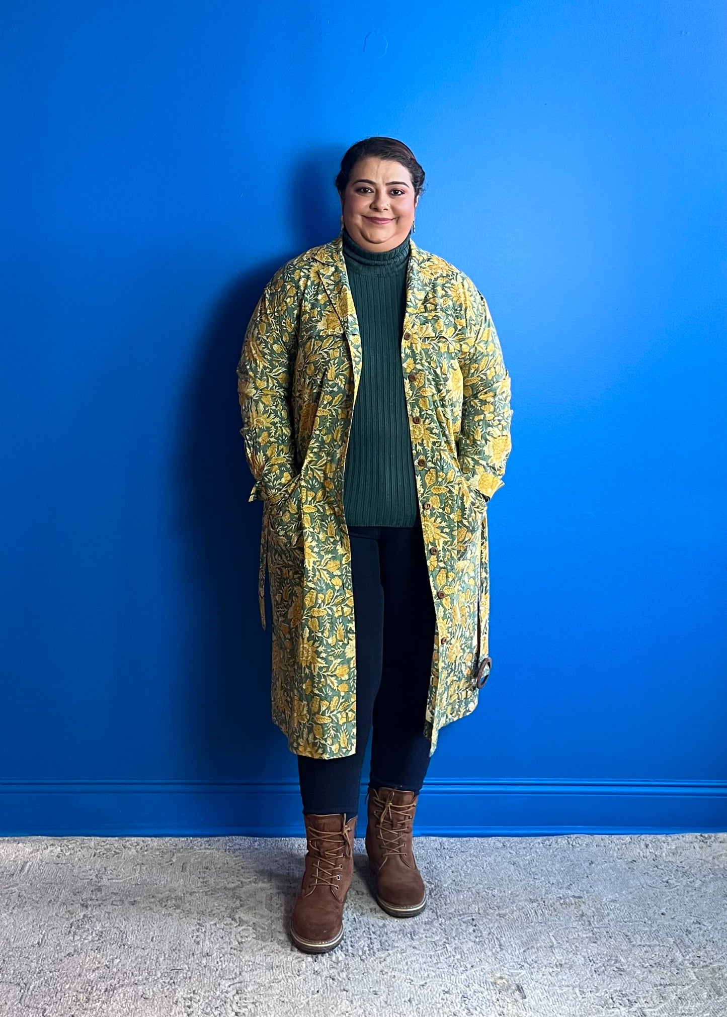 Trench Dress ~ Mustard Green