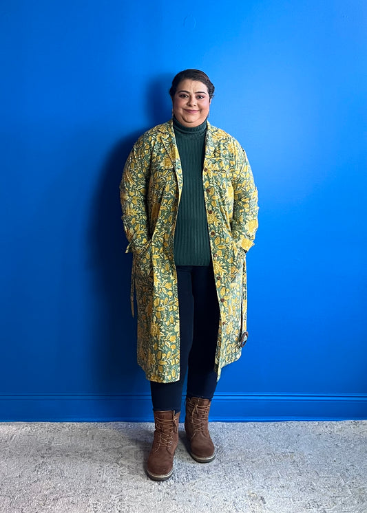 Trench Dress ~ Mustard Green