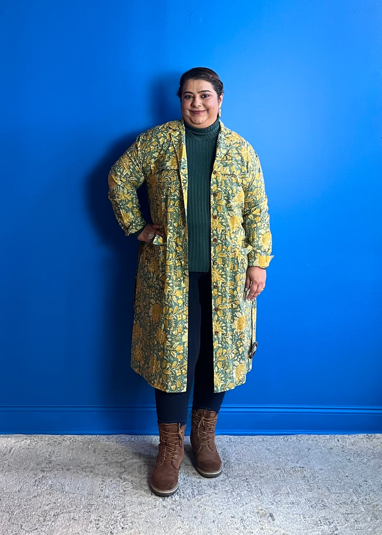 Trench Dress ~ Mustard Green