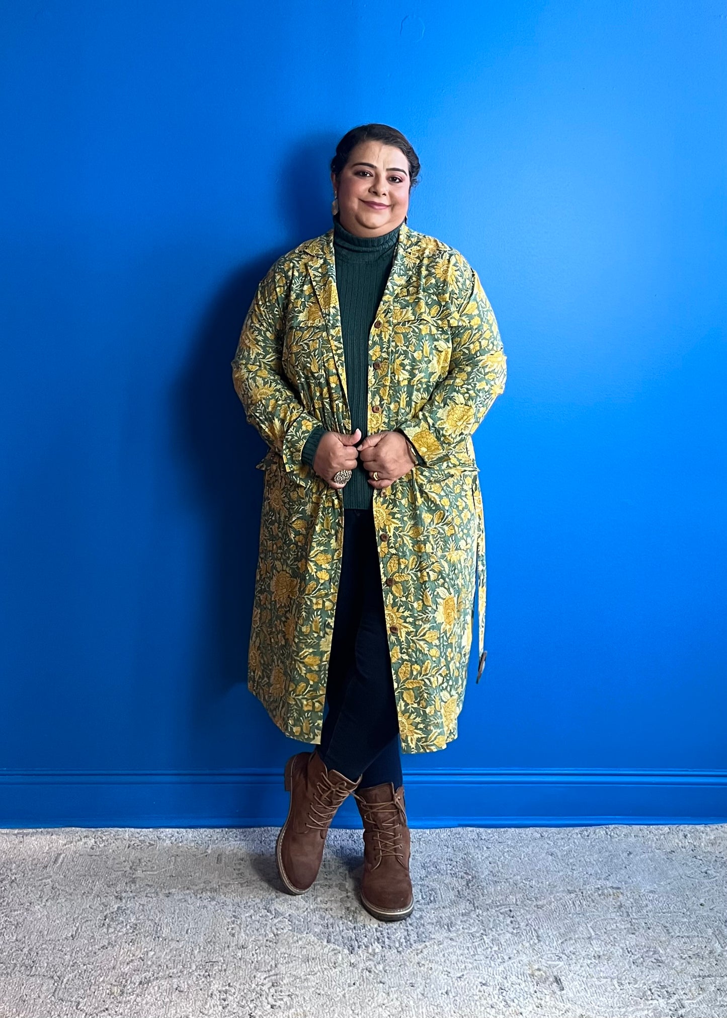 Trench Dress ~ Mustard Green