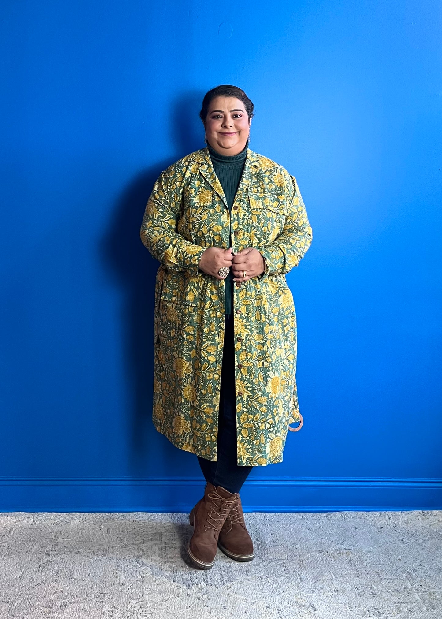 Trench Dress ~ Mustard Green