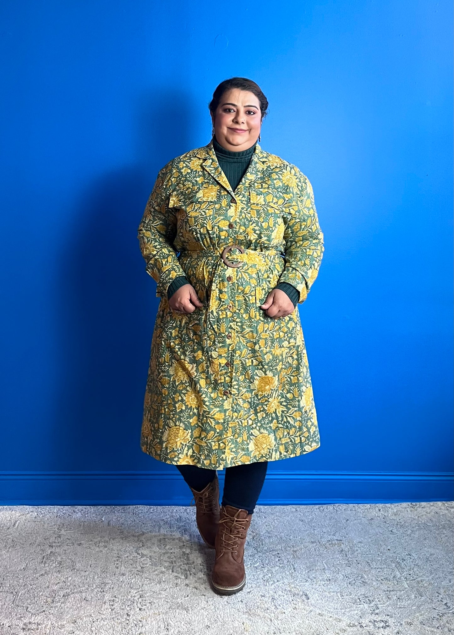 Trench Dress ~ Mustard Green