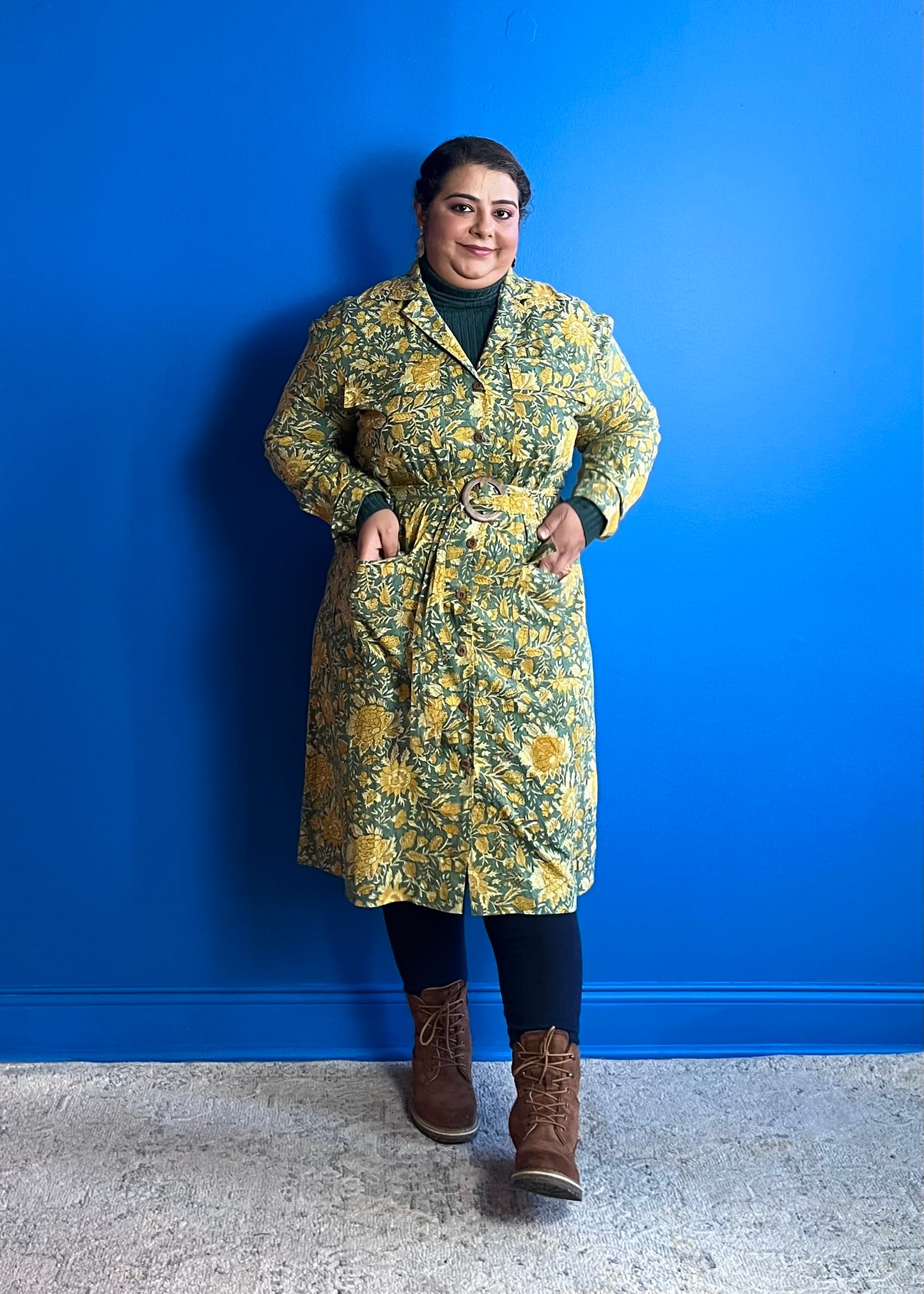 Trench Dress ~ Mustard Green