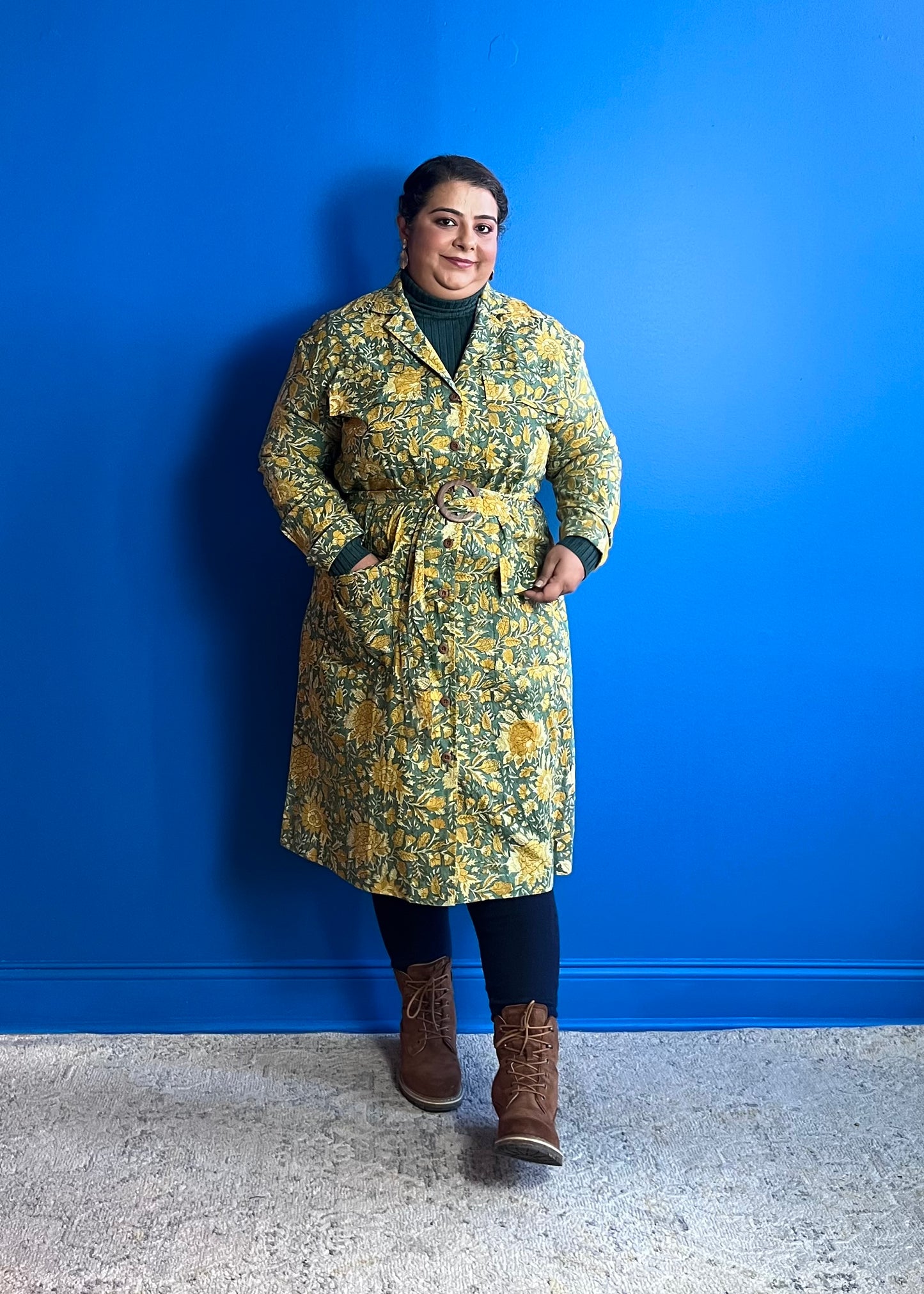 Trench Dress ~ Mustard Green