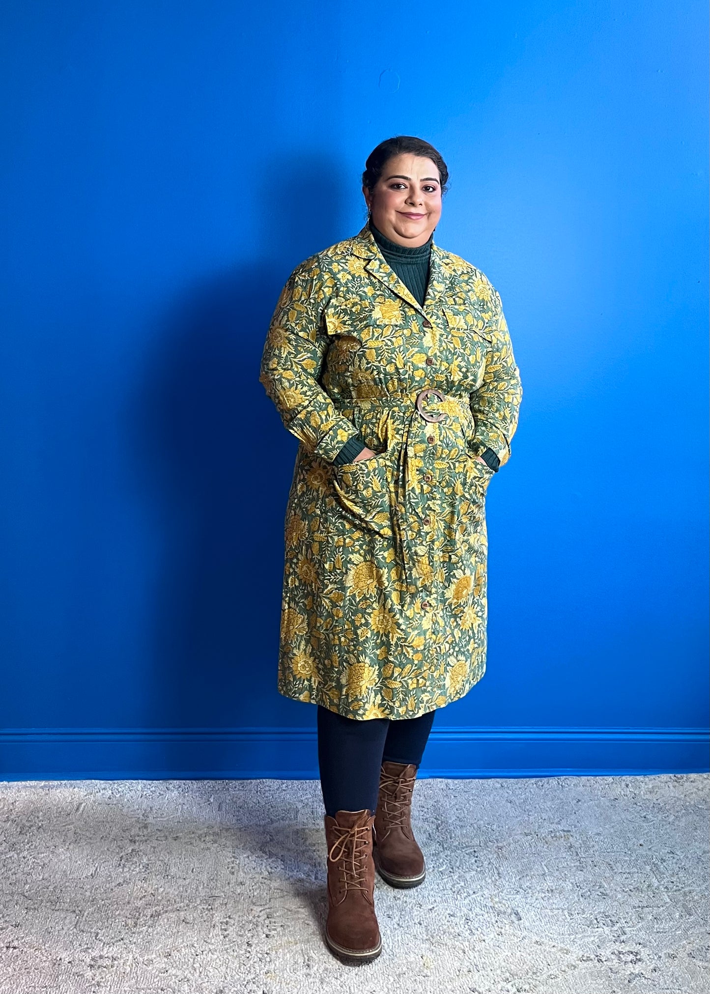 Trench Dress ~ Mustard Green