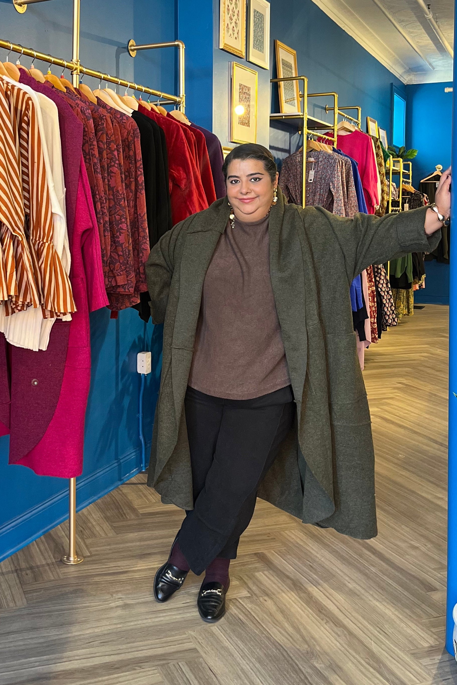 Wool Coat in Forest Green