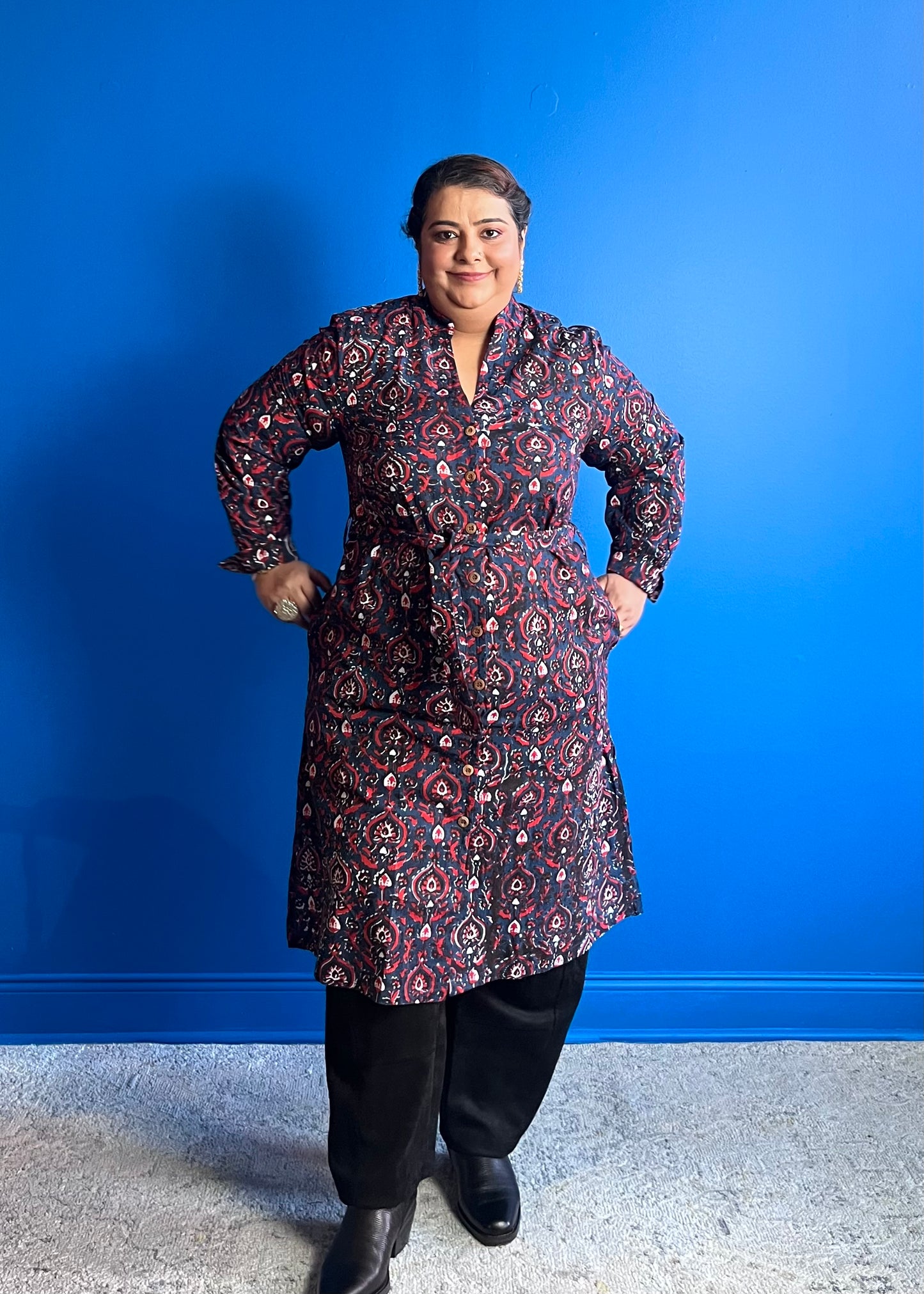 Shirt Dress ~ Black Navy