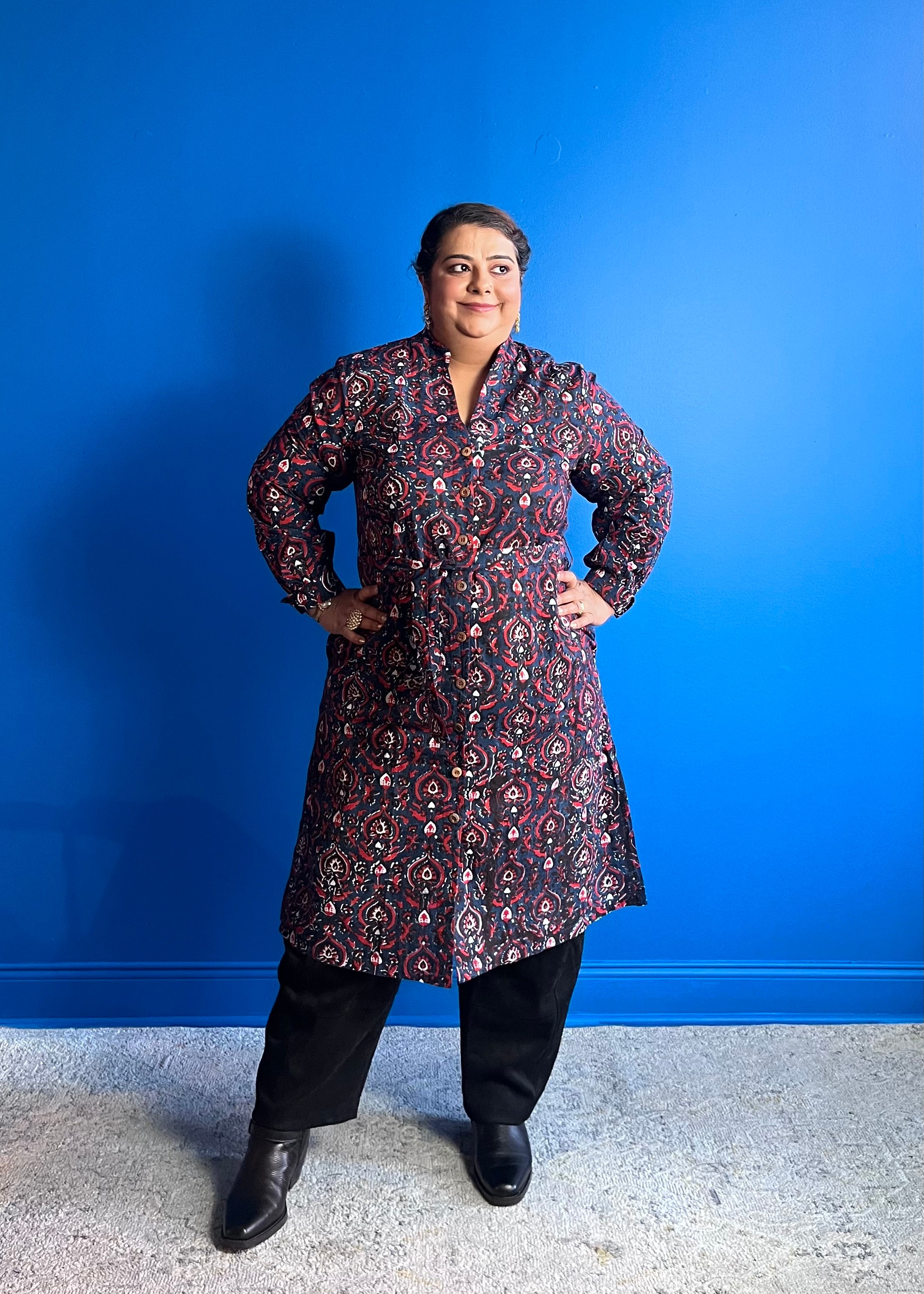 Shirt Dress ~ Black Navy