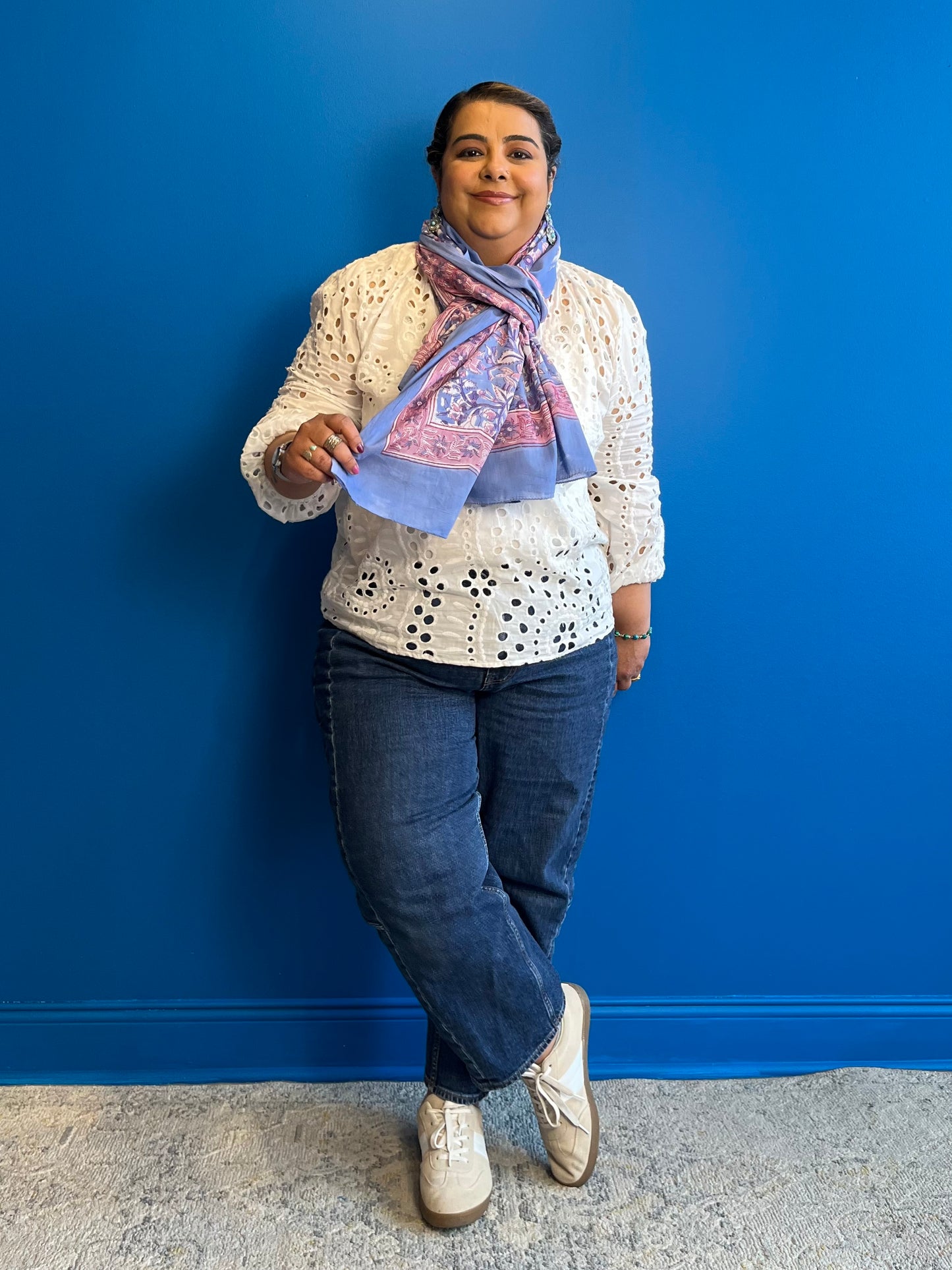 Garden Scarf in Pastel Blue