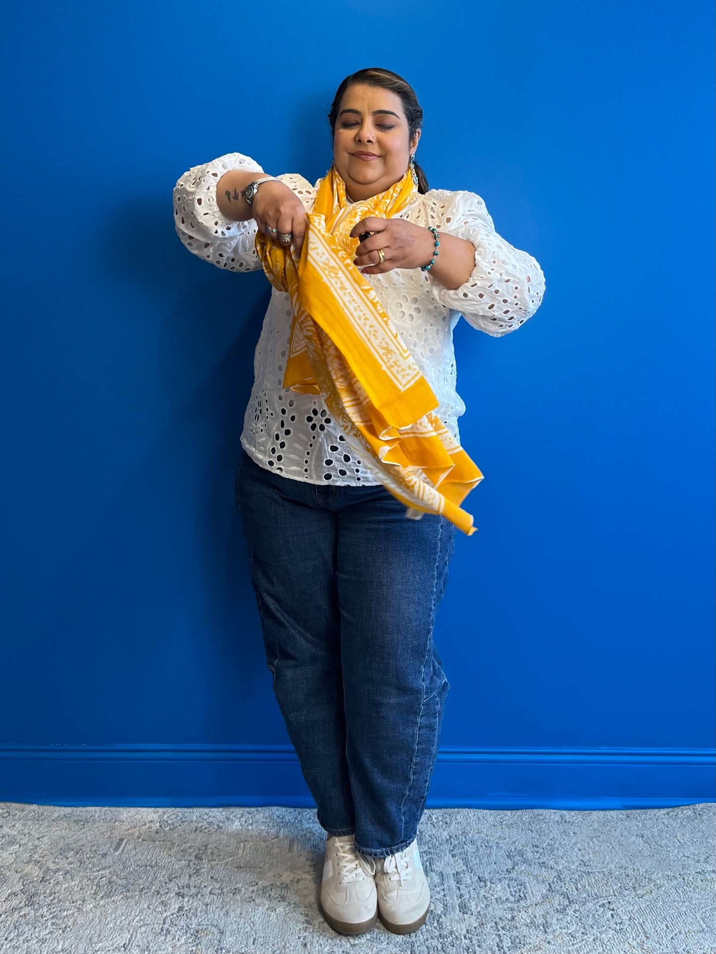 Garden Scarf in Mango Yellow