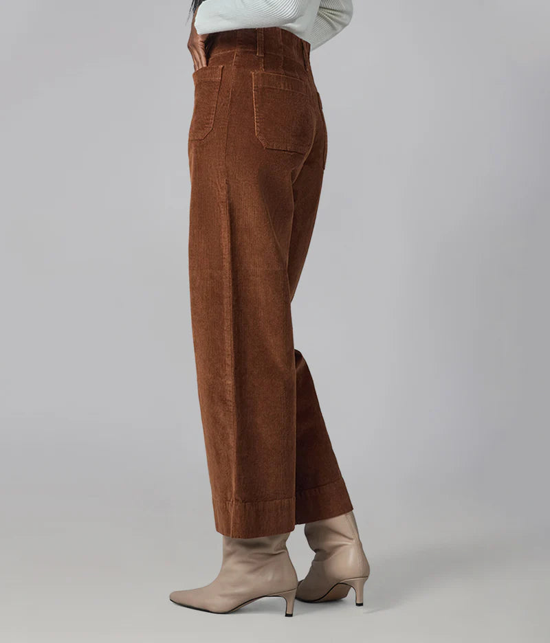 High Rise Wide Leg Cords in Blazed Brown