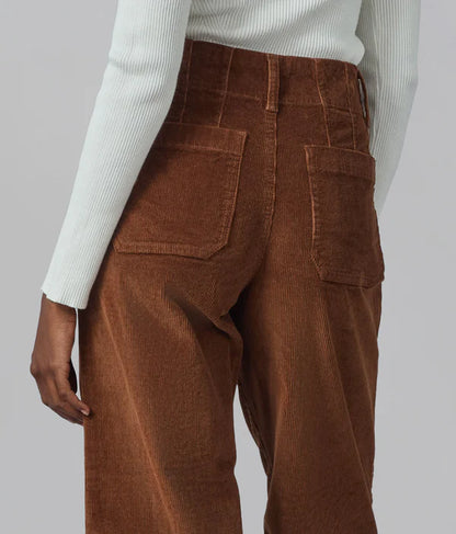High Rise Wide Leg Cords in Blazed Brown