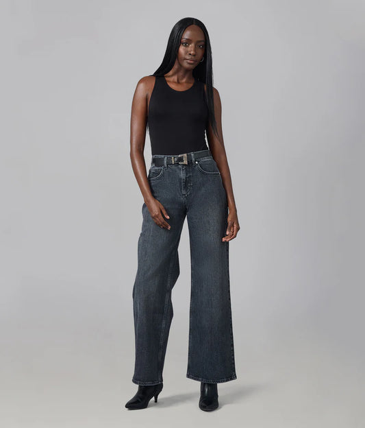 High Rise Wide Leg Jeans in Grit Gray