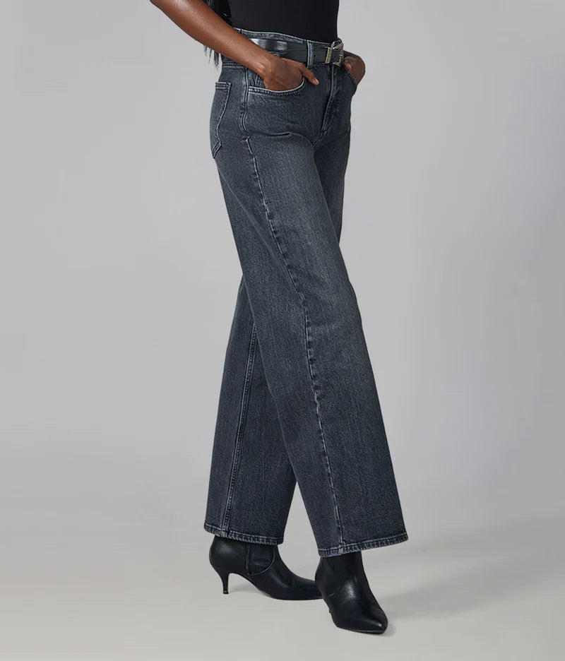 High Rise Wide Leg Jeans in Grit Gray