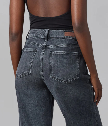 High Rise Wide Leg Jeans in Grit Gray