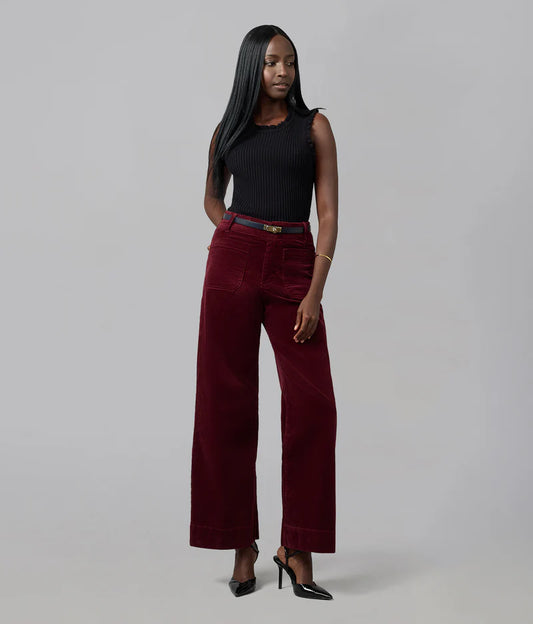 High Rise Wide Leg Cords in Syrah Red