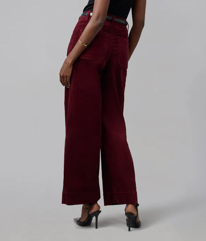 High Rise Wide Leg Cords in Syrah Red
