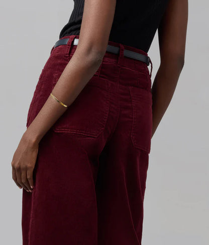 High Rise Wide Leg Cords in Syrah Red