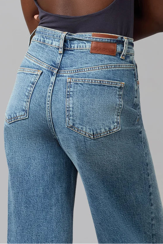 Ultra High Rise Divine Blue Wide Leg Jeans