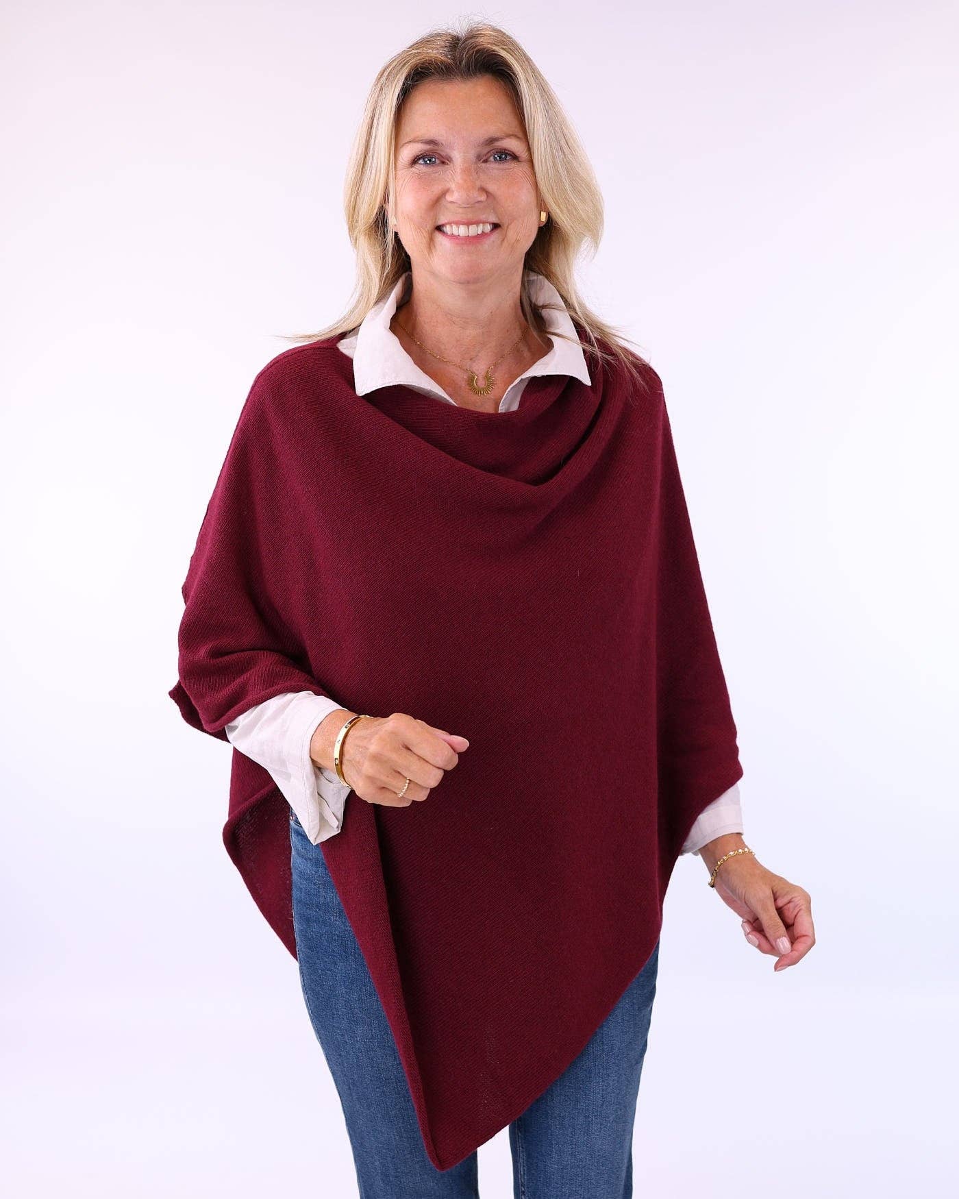 Cashmere Blend Poncho: Azure Blue