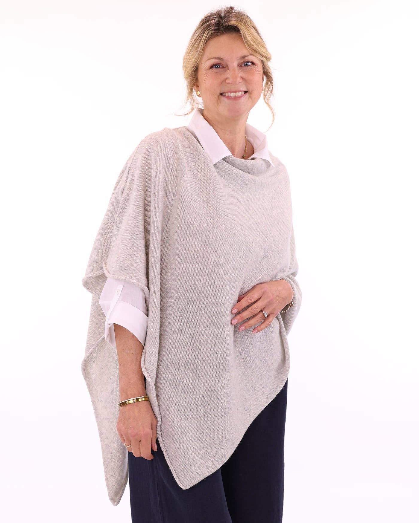 Cashmere Blend Poncho: Azure Blue