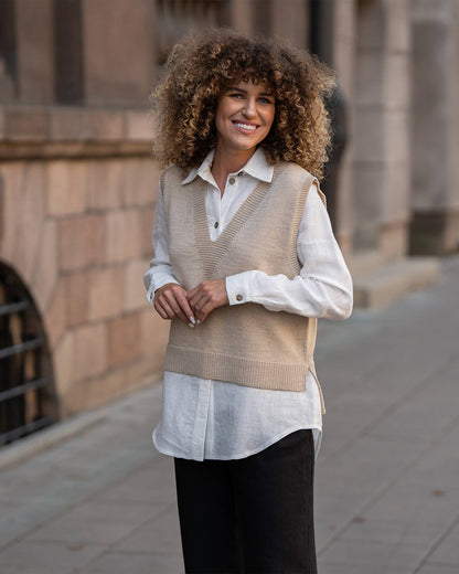 Merino Wool Vest in Beige