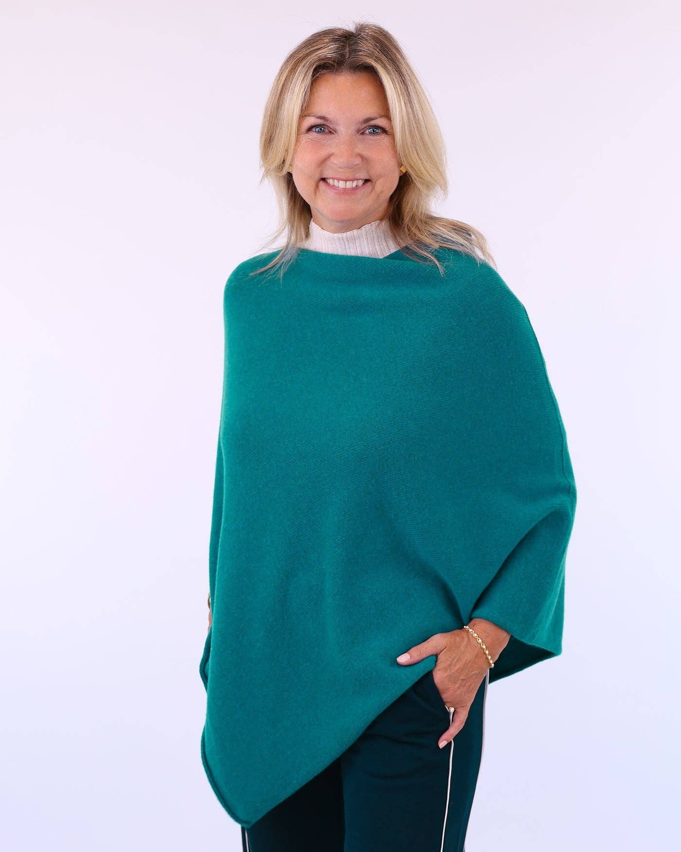 Cashmere Blend Poncho: Azure Blue