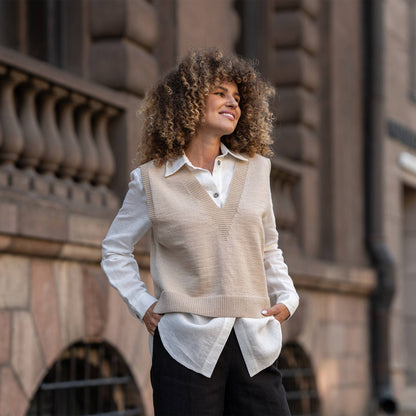 Merino Wool Vest in Beige