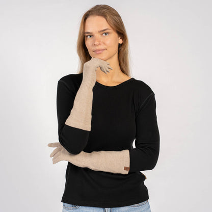 Merino Cashmere Long Gloves in Dusty Pink