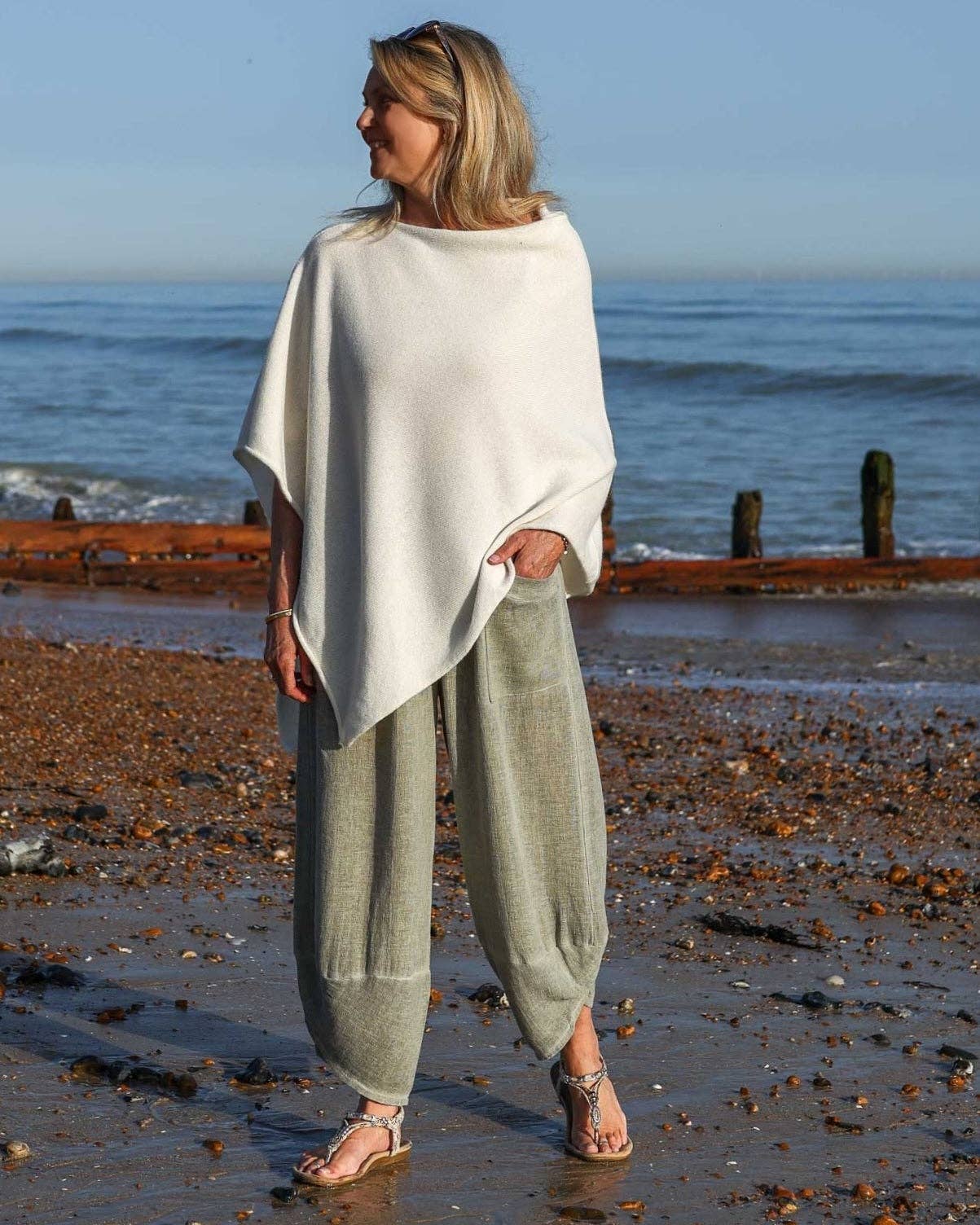 Cashmere Blend Poncho: Azure Blue