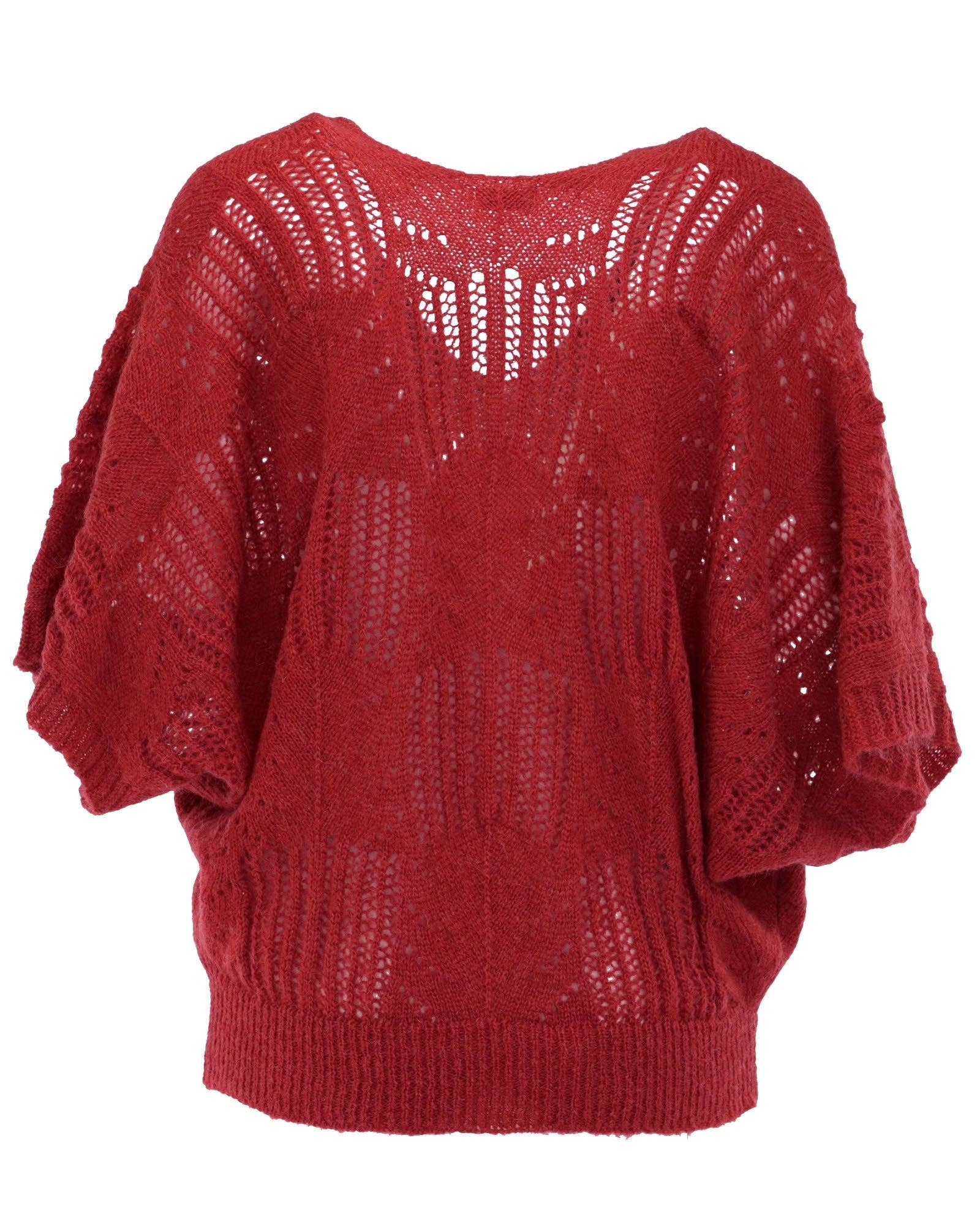 V Neck Mohair Blend Tunic: Autumn Red