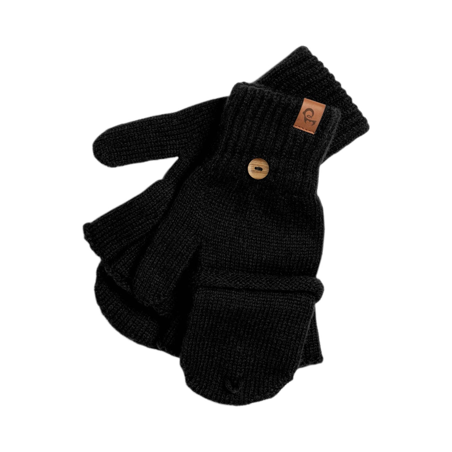Merino Convertible Gloves in Black