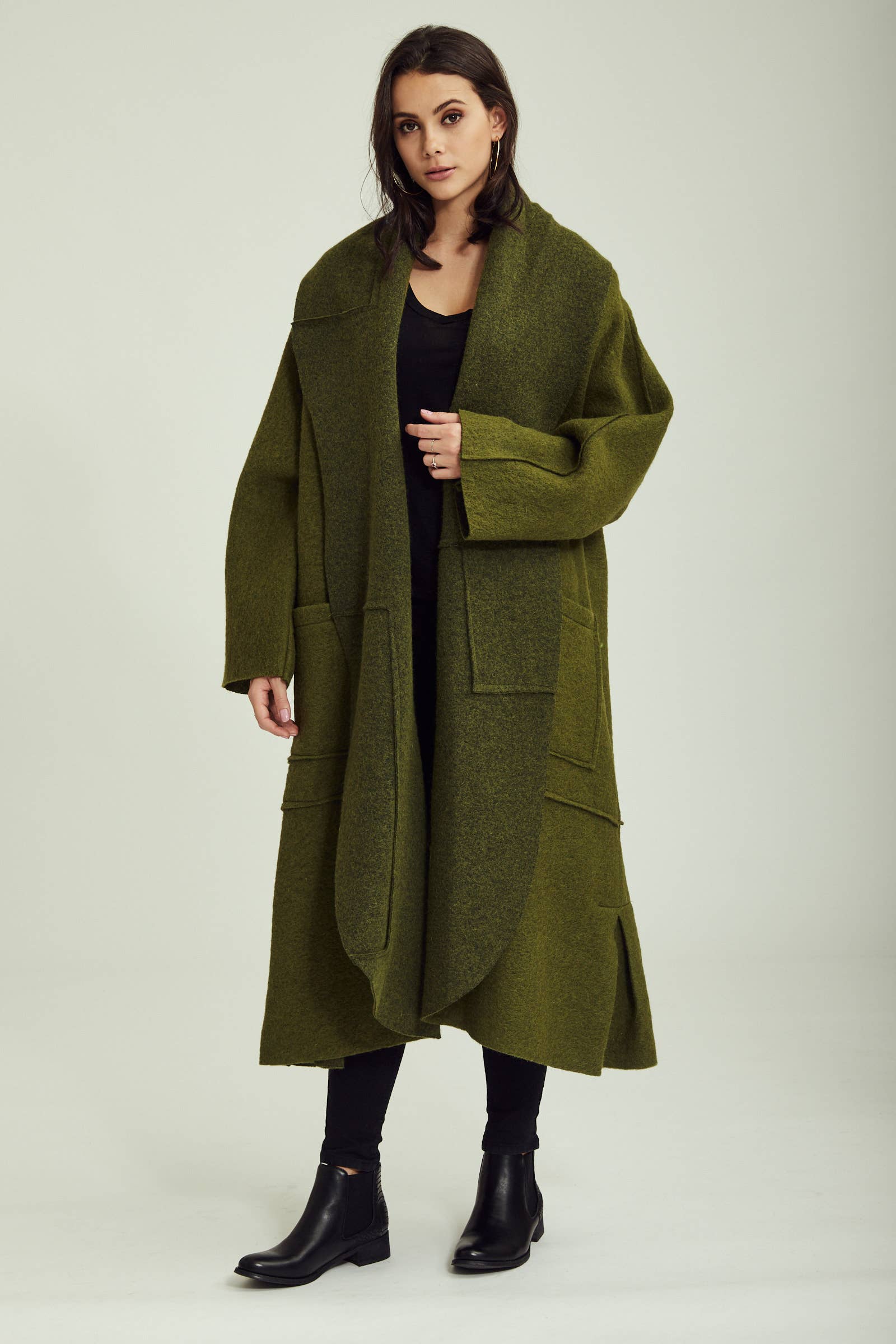 BLL-M98043 wool coat: Persimmon / One size