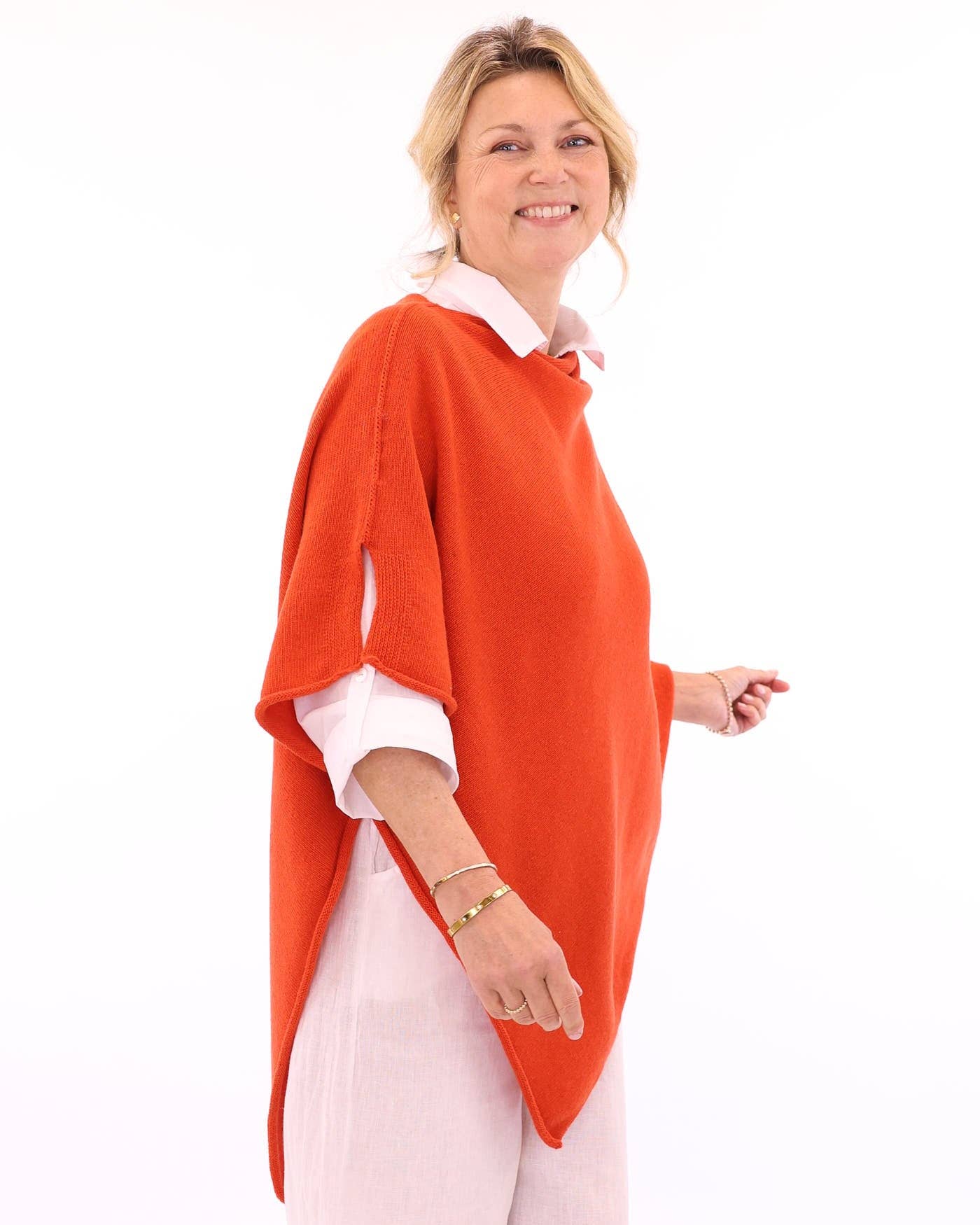 Cashmere Blend Poncho: Azure Blue