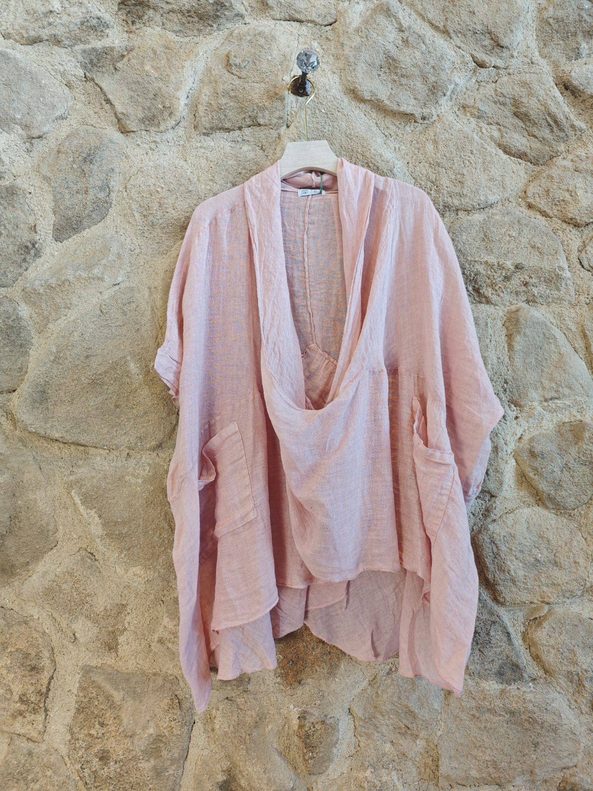Ref-83591 OVERSIZED BLOUSE 100% LINEN: Yellow