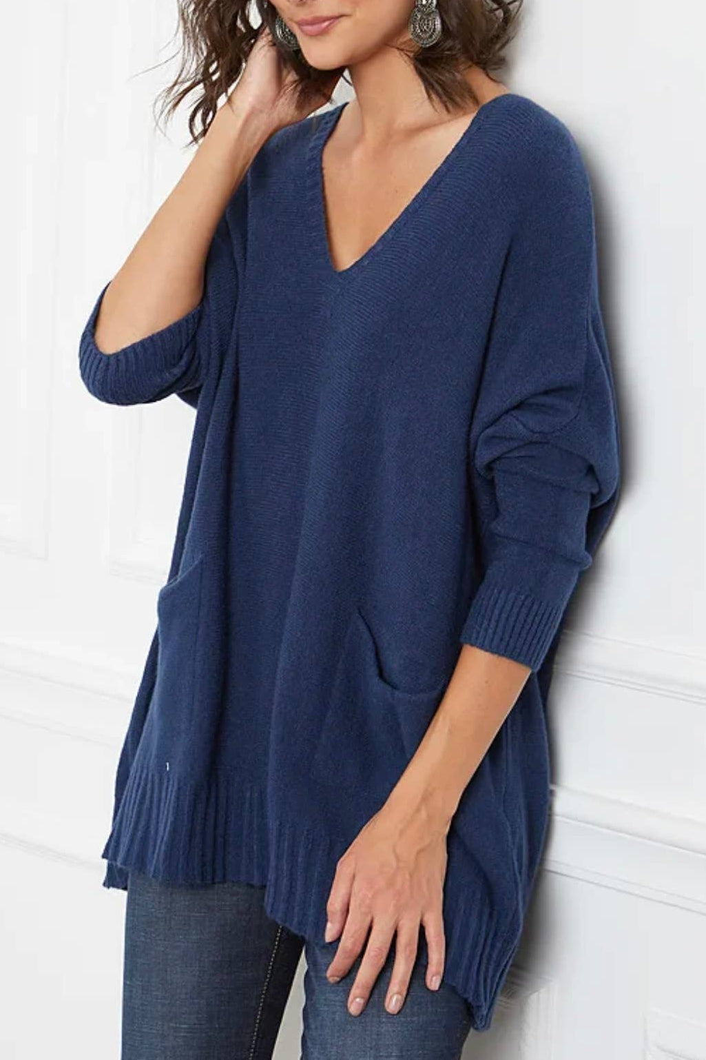 V-Neck Sweater in Navy