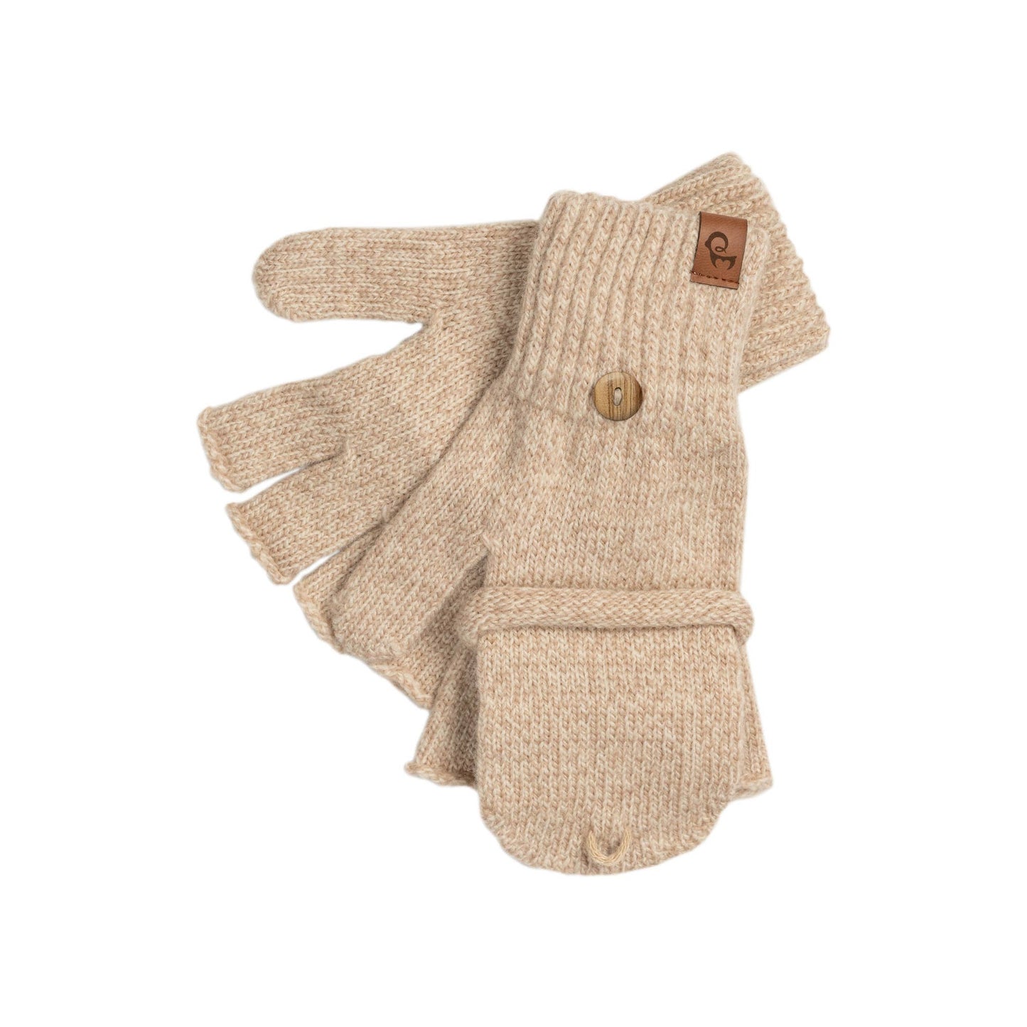 Merino Convertible Gloves in Beige