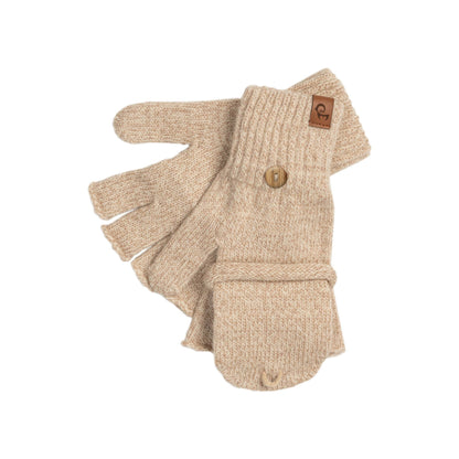 Merino Convertible Gloves in Beige
