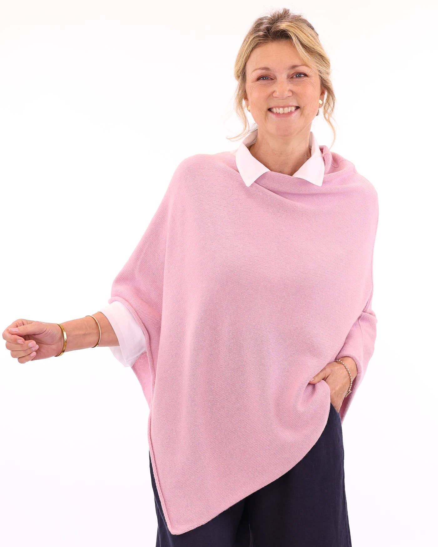 Cashmere Blend Poncho: Pearl Grey