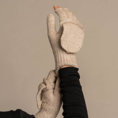 Merino Convertible Gloves in Beige