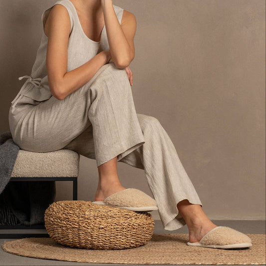 Women's Merino Fluffy Slippers Natural