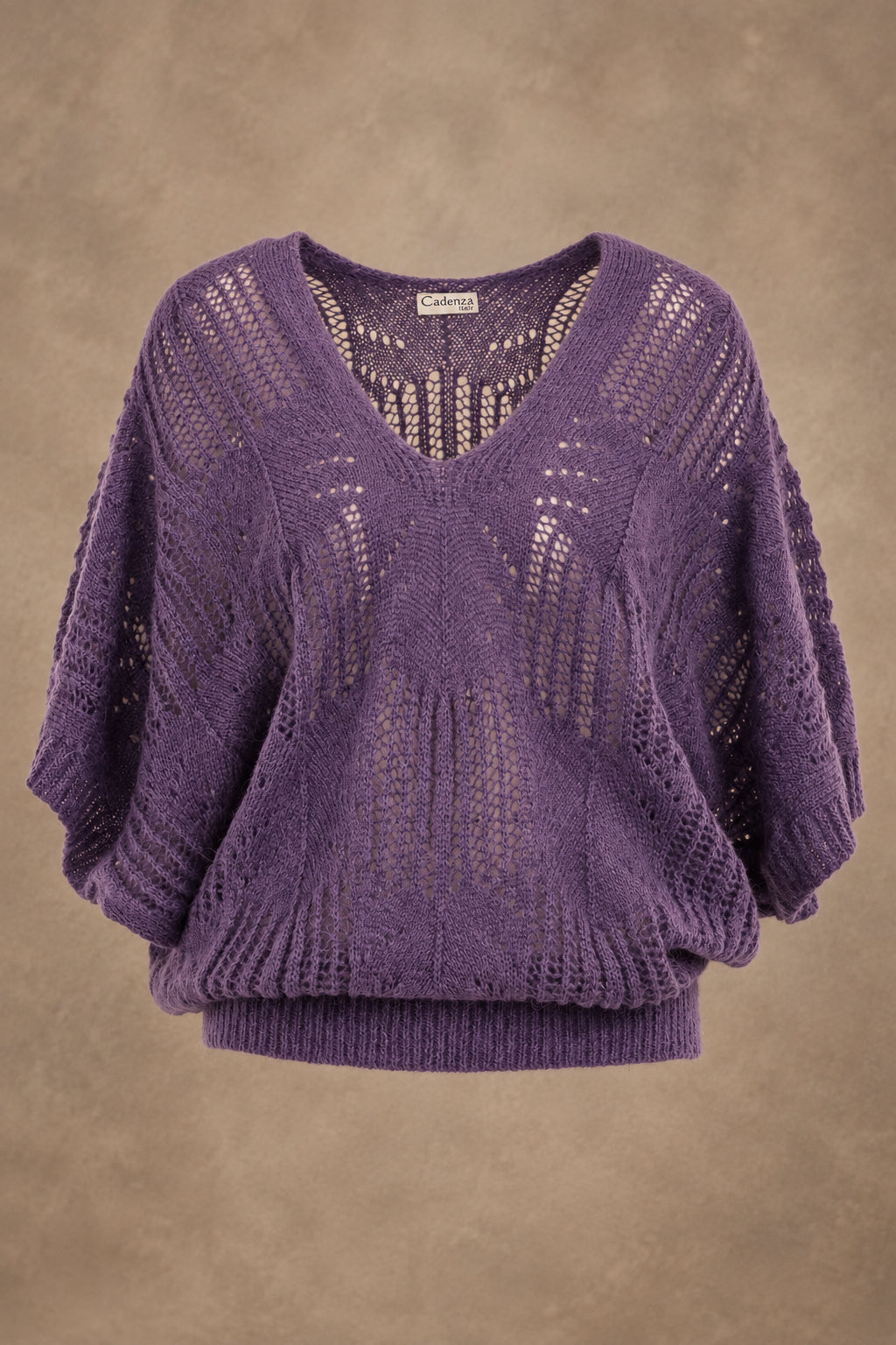Mohair Blend Sweater Top in Purple