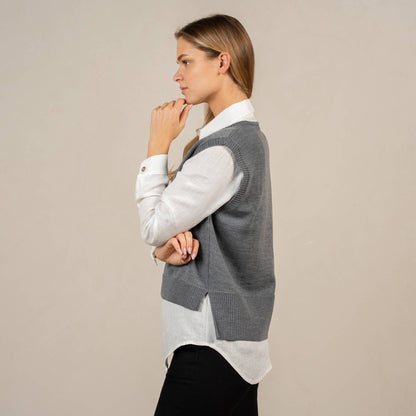 Merino Wool Vest in Beige