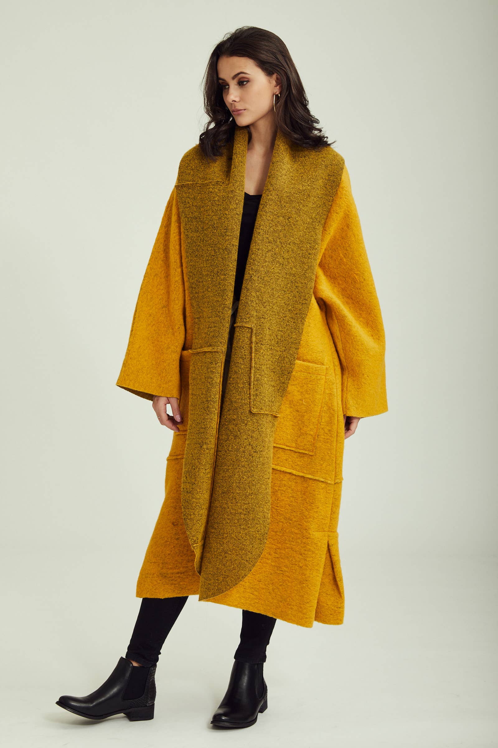 BLL-M98043 wool coat: Persimmon / One size