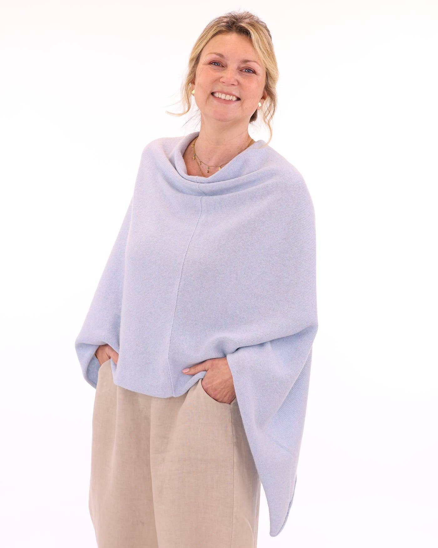 Cashmere Blend Poncho: Pearl Grey