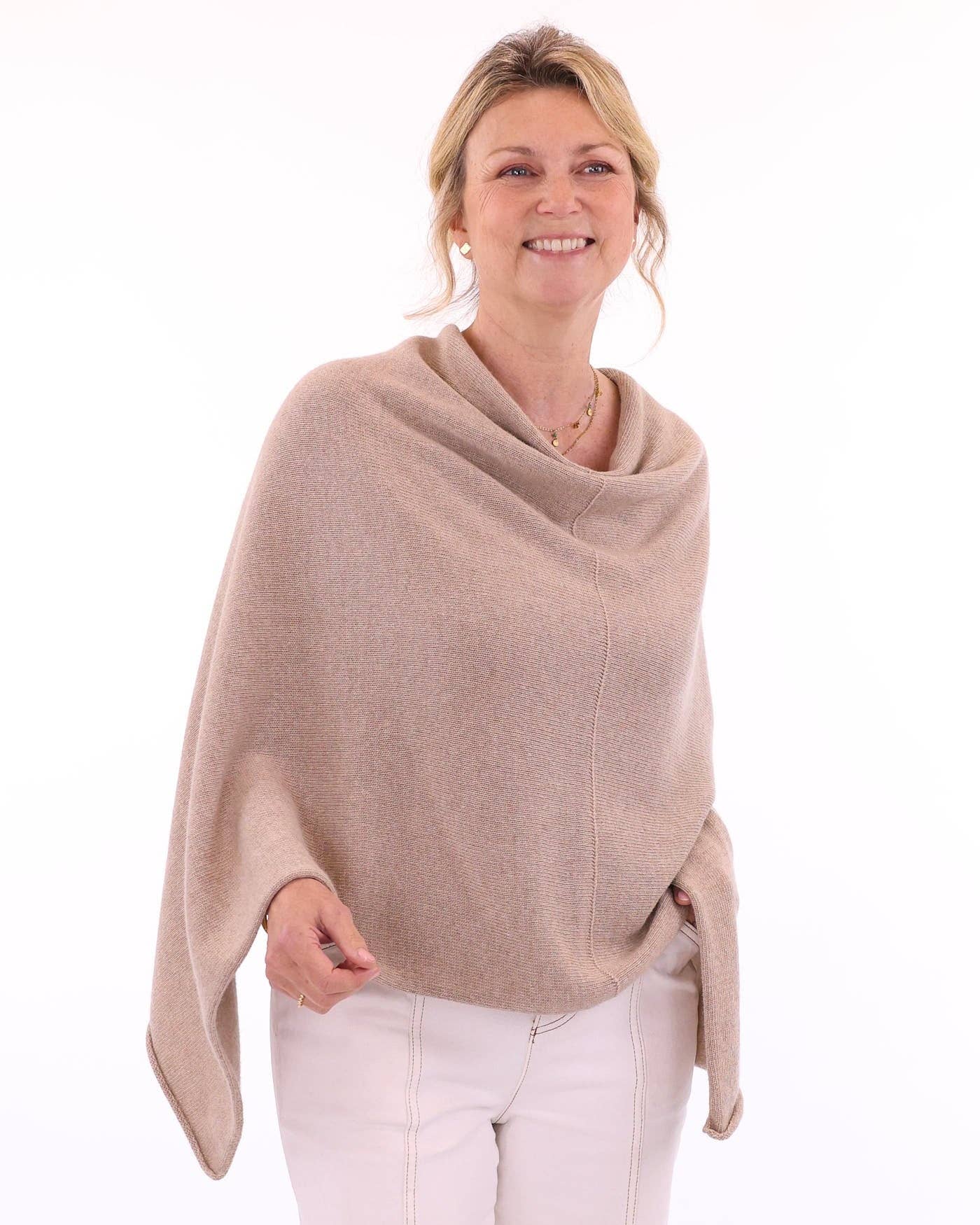Cashmere Blend Poncho: Pearl Grey